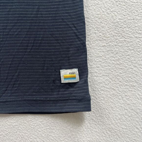 Vuori Shirt Men Ink Navy Blue Stripe Linear Tech Performance Short Sleeve Tee S - Picture 3 of 10